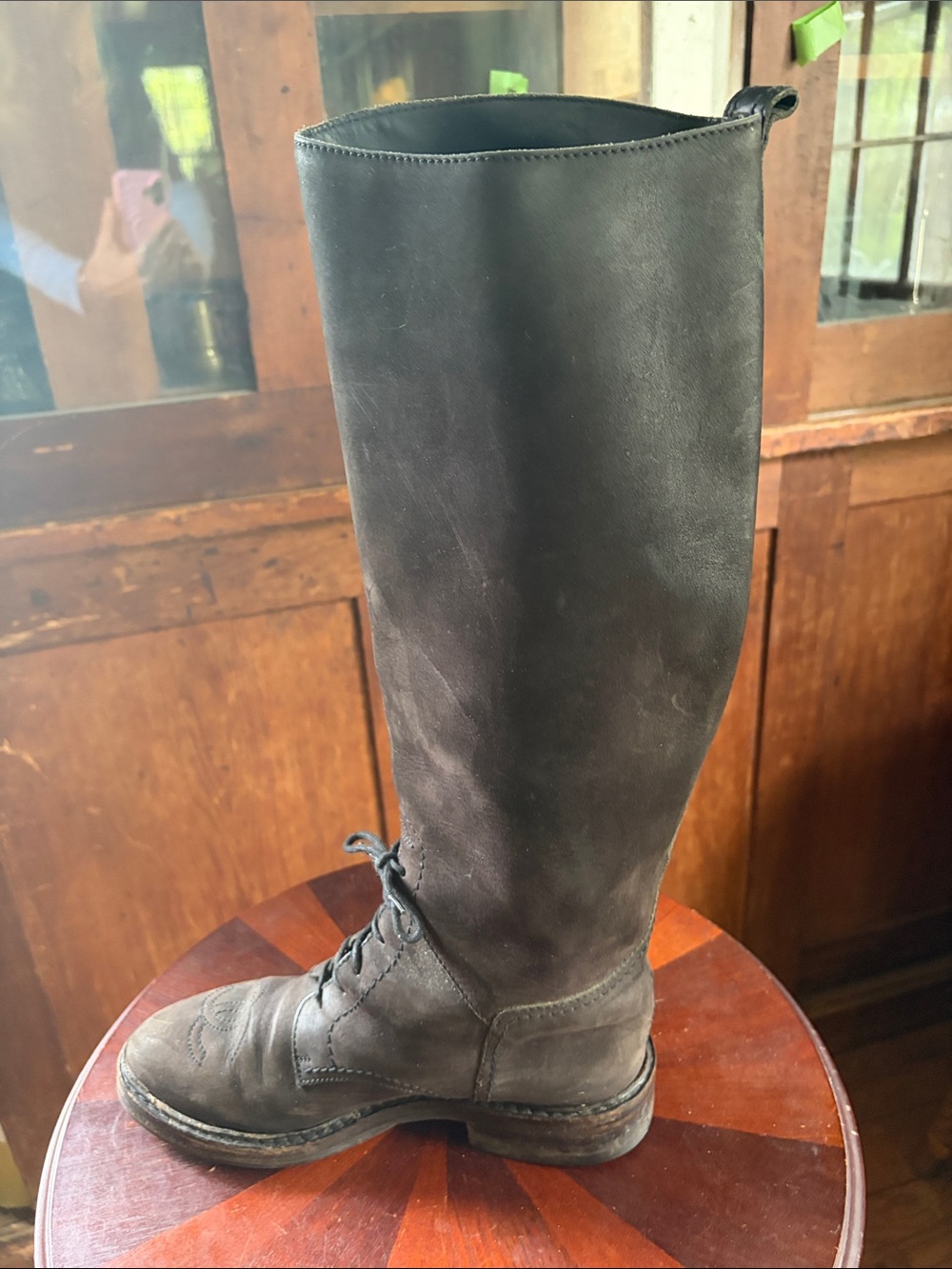 CHANEL VINTAGE ANKLE LACE LEATHER TALL BROWN BOOTS PRE-LOVED COND. SIZE 38 (7.5) - Picture 6 of 10
